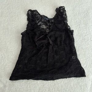 Brandy Melville sheer Black Lace Tank Top with bow